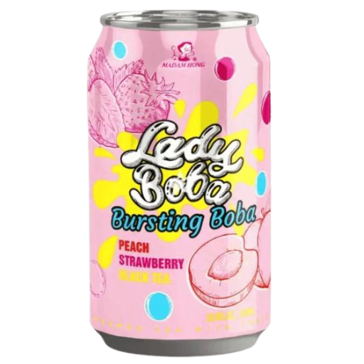 Lady Boba Bursting Boba Peach Strawberry Bubble Tea