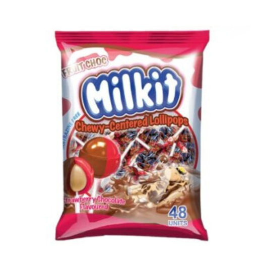 Milkit Chewy Centre Strawberry Chocolate Lollipops 48's