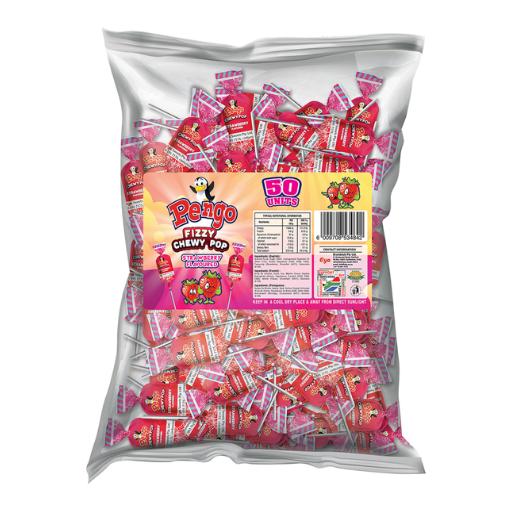 Pengo Fizzy Chewy Pops Strawberry 50's