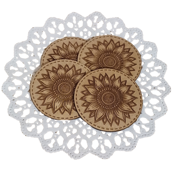 Coaster - Sunflower Design Engraved