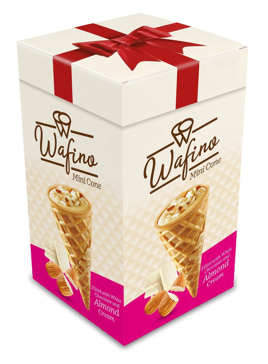 Wafino Mini Cones 18's - White Chocolate & Almond Cream