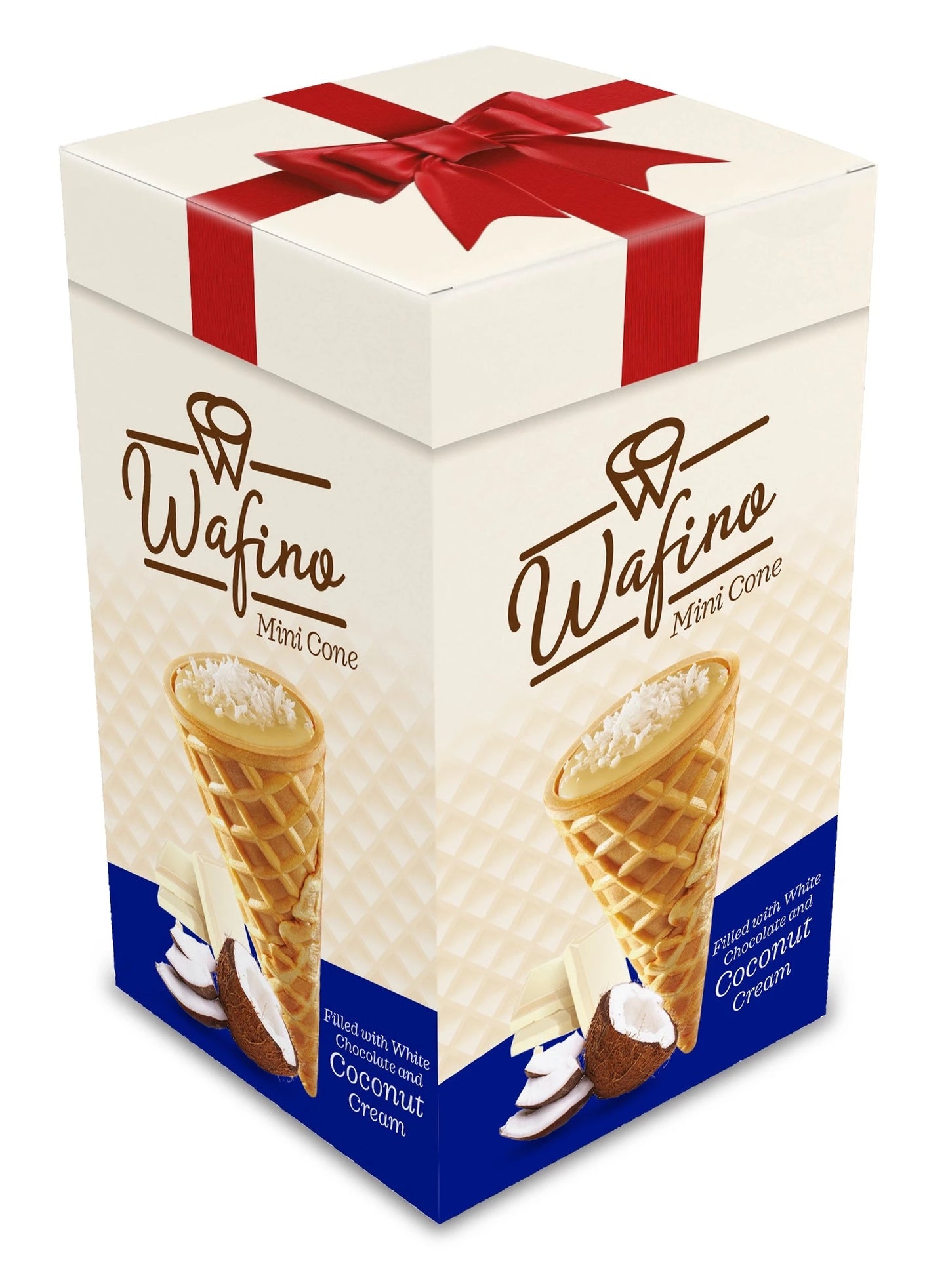 Wafino Mini Cones 18's - White Chocolate & Coconut Cream